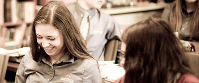 Upper school students enjoy working together in class