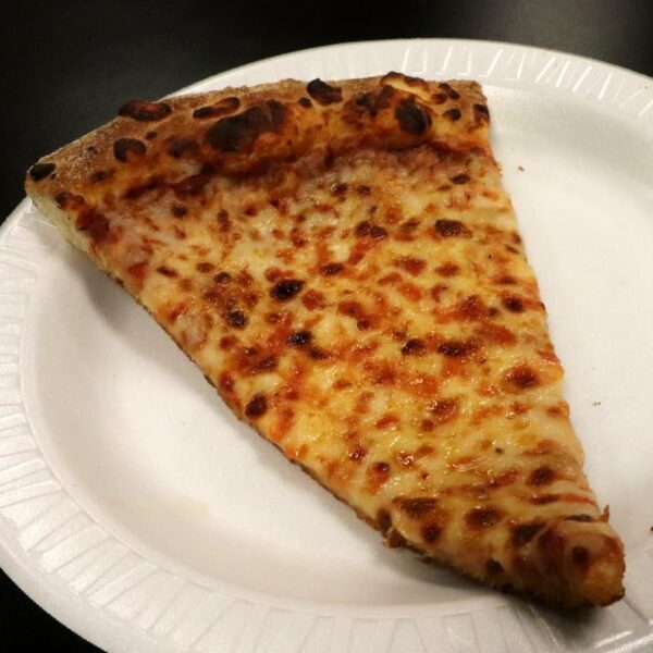 A single slice of pizza from the cafeteria at Dayspring Christian Academy in Lancaster, PA