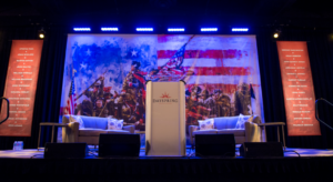 The stage set and ready for the 2016 Remember America Speaker Series.