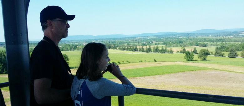 A father and daughter at the observation tower at Gettysburg, PA with Dayspring Christian Academy.