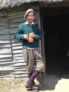 An actor portrays life in 17th century Plimoth at Plimoth Plantation.