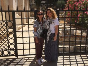 Dayspring alumna stand at the gate in Old Jerusalem.