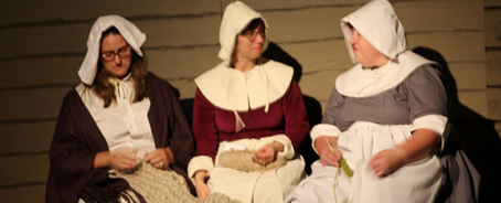 Volunteers at Thanksgiving Exposed show the Pilgrim journey.