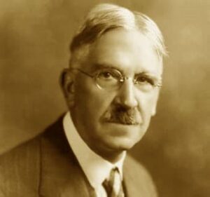 A portrait of John Dewey, a signer of A Humanist Manifesto, is credited as architect of modern education in America Christian Education vs Public School