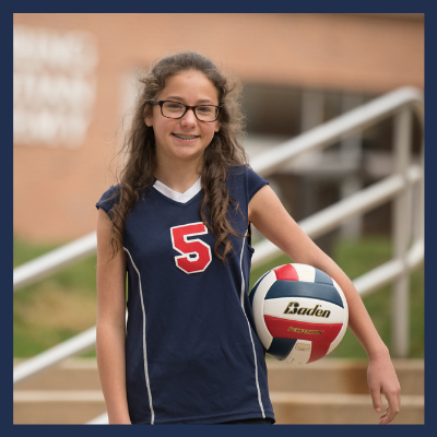 Christian middle school student volleyball athlete