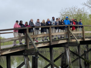 High School Students Stand on the Bridge at Concord