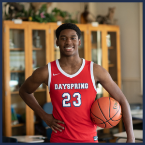 A varsity basketball player at Dayspring Christian Academy