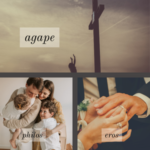 The three Greek words for love: "agape", "eros" and "philos"