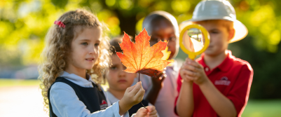 A group of young students playing outside at Dayspring Christian Academy in Mountville, PA.