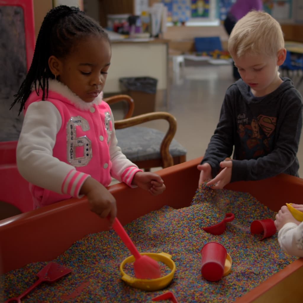 Preschool students playing at Dayspring Christian Academy in Lancaster, PA