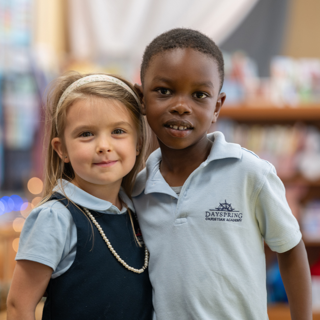 Smiling kindergarten students at Dayspring Christian Academy in Lancaster, PA